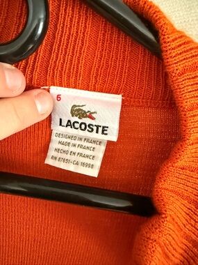 Lacoste Bright Orange Ribbed Knit Sweater